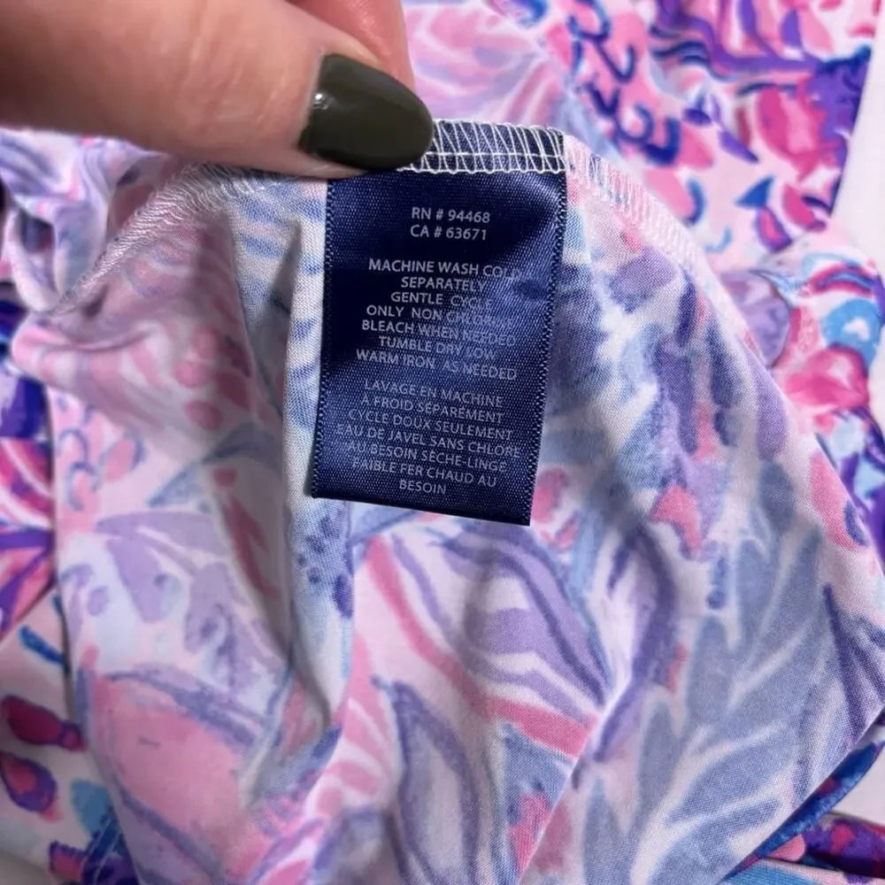 NWT Stella Parker Island Resort Pink & Blue Floral Midi Dress Size Large 1266